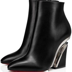 Black Leather Christian Louboutin Levitibootie Ankle Boots (38.5) Fits Size 8